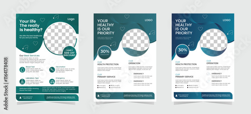 Corporate modern simple medial flyer or poster design templates. A4 size. For print.