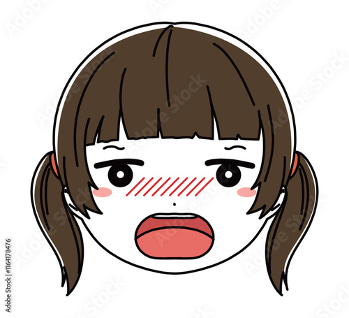 女の子の顔のアイコンイラスト