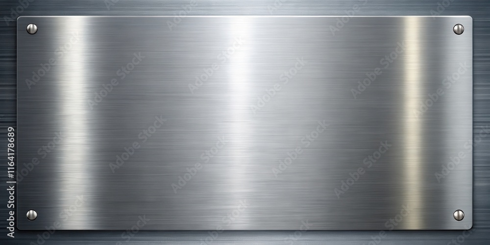 Obraz premium High-gloss polished metal plate with subtle scratches on its surface, revealing a deep reflective quality, showcasing the texture and depth of the material, polished metal, steel plate