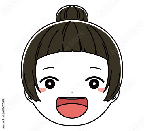 女の子の顔のアイコンイラスト