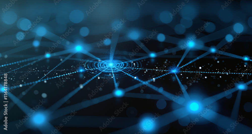 Dark blue background with connected lines and dots, symbolizing blockchain technology and secure digital networks. Dark blue background with connected lines and dots, symbolizing blockchain technology and secure digital networks.