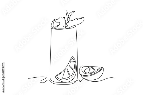 Coffee beverage Concept. Single line draw design vector graphic illustration.