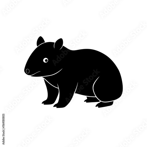 Wombat cartoon vector silhouette