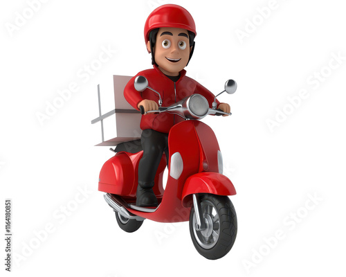 Isolated Delivery Man on Scooter photo