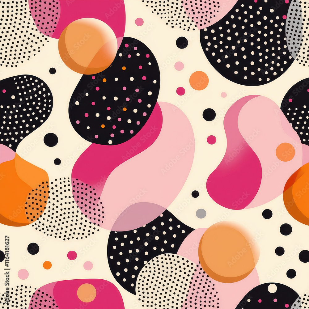 Vibrant abstract pattern with bold dots and colorful shapes Vibrant abstract pattern with bold dots and colorful shapes