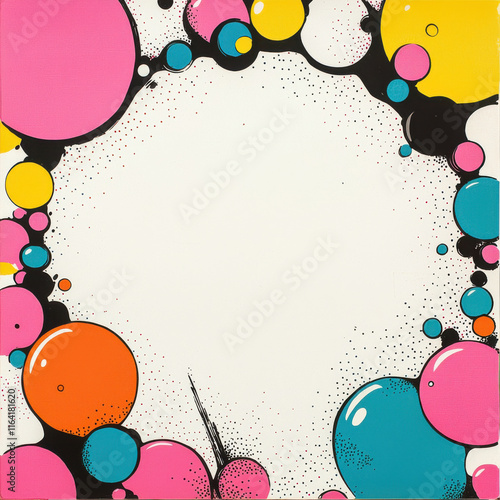 Colorful pop art design with bold comic inspired dots and vibrant circles photo