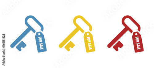 sale key icon, real estate on a white background, vector illustration