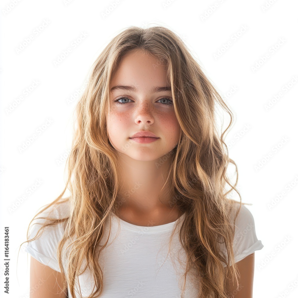 Teen girl model Isolated on White Background Generative AI Teen girl model Isolated on White Background Generative AI