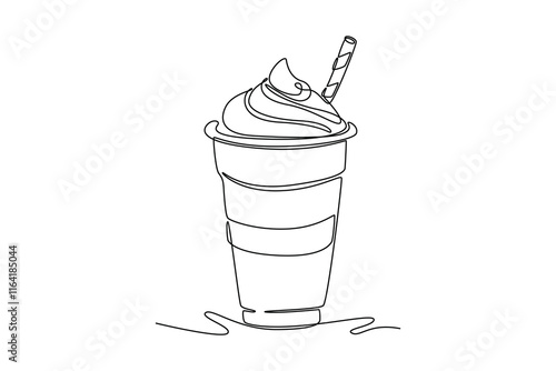 Coffee beverage Concept. Single line draw design vector graphic illustration.