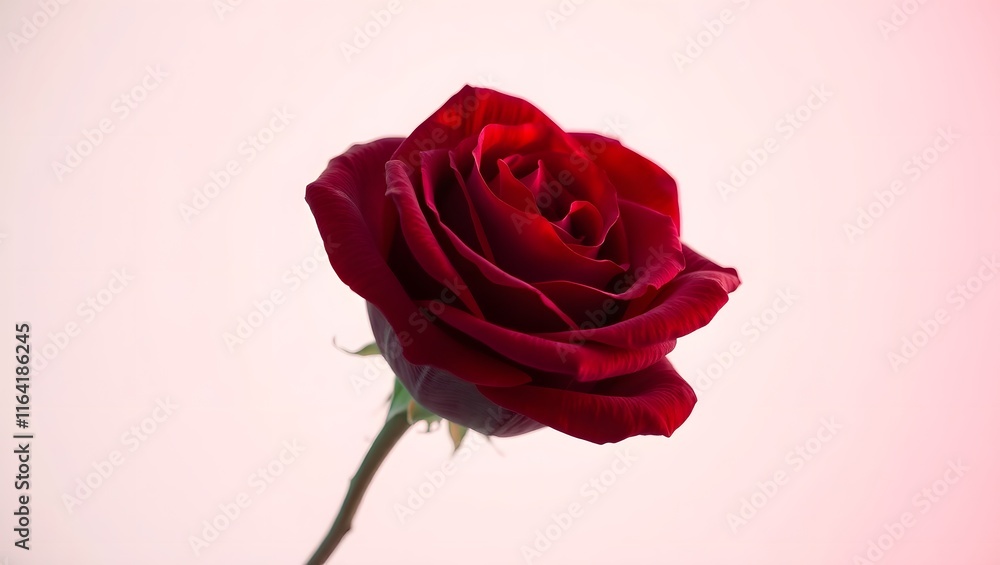 Fototapeta premium Red rose with water drops isolated white background.