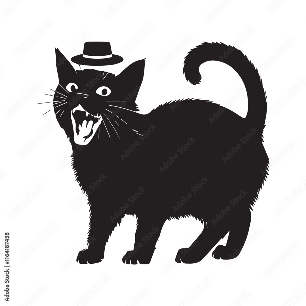 Fototapeta premium black cat silhouette vector on a white background