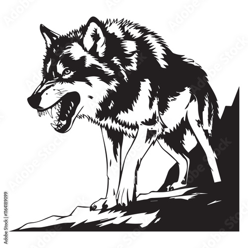 wolf silhouet vector on a white background