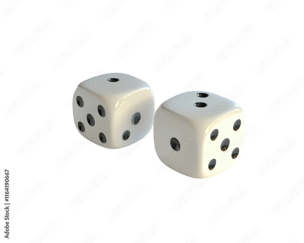 Isolated Pair of Pearl White Dice with Black Dots Isolated Pair of Pearl White Dice with Black Dots