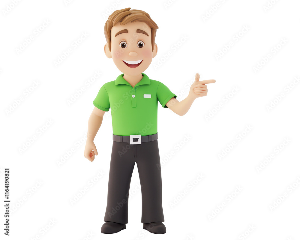 Fototapeta premium Isolated Cheerful Man Pointing to the Side