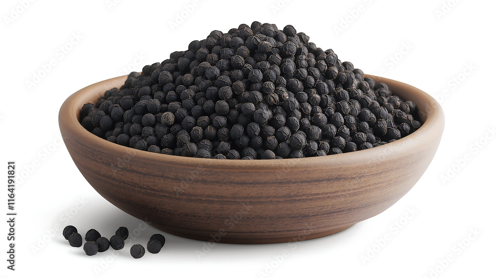 A Bowl of black peppers. Isolated on White. A Bowl of black peppers. Isolated on White.