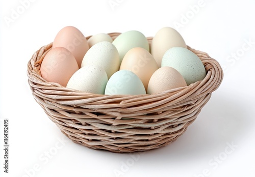 Wallpaper Mural Aesthetic Basket of Soft Pastel Colored Eggs in a Woven Straw Container for Spring and Easter Celebrations Craft and Holiday Decoration Torontodigital.ca