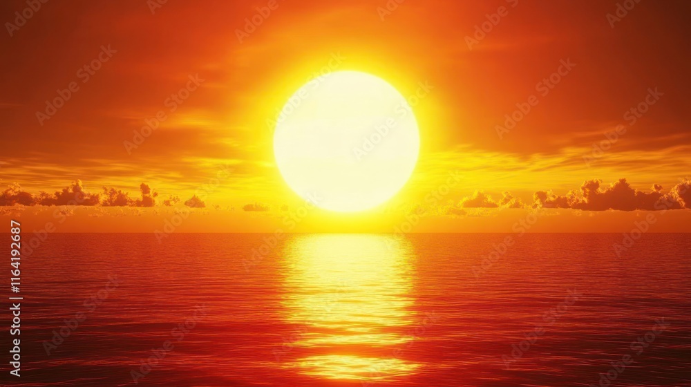 Vibrant sunset over calm ocean water. Vibrant sunset over calm ocean water.