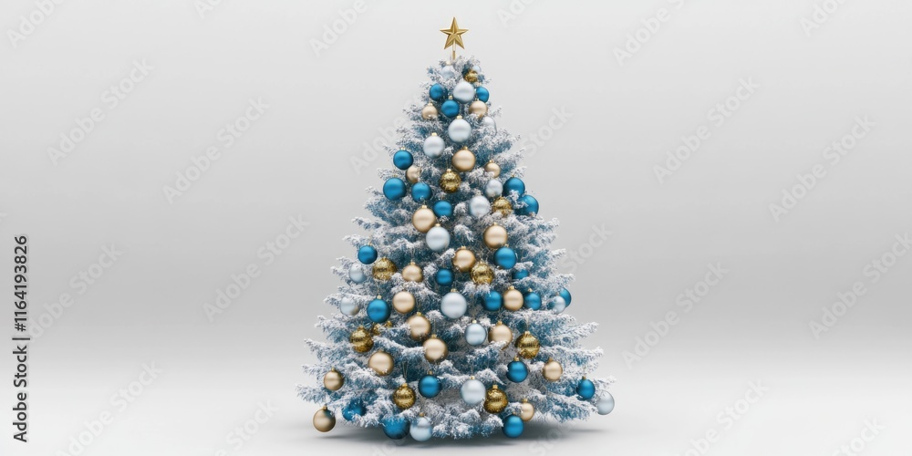 Christmas Tree with Blue and Gold Ornaments Christmas Tree with Blue and Gold Ornaments