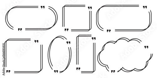 
Quote box frame, big set. Quote text in speech bubble. Quote box icon. Blank template quote text info design boxes quotation bubble blog quotes symbols.