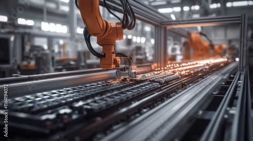 Wallpaper Mural Battery manufacturing assembly line showcasing advanced technology and precision engineering, where skilled workers meticulously assemble components to ensure high-performance energy solutions. Torontodigital.ca