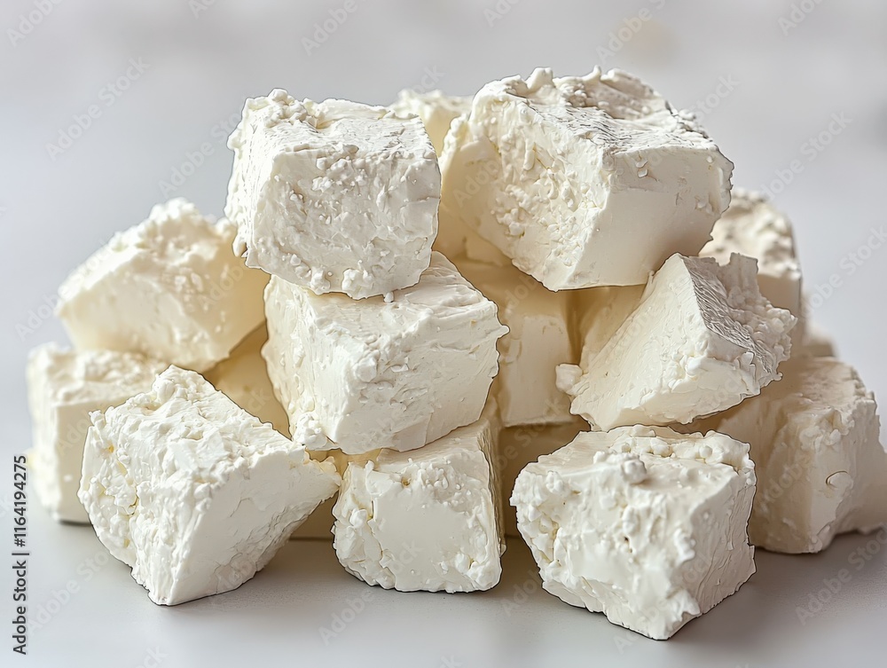 Freshly Made Soft White Cheese Cubes Freshly Made Soft White Cheese Cubes