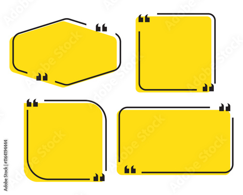 Quote vector bubbles text dialog message comment memo box. Quote bubble template speech frame chat dialogue information