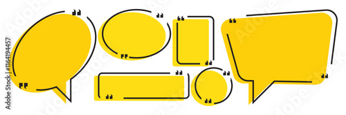 Quote vector bubbles text dialog message comment memo box. Quote bubble template speech frame chat dialogue information