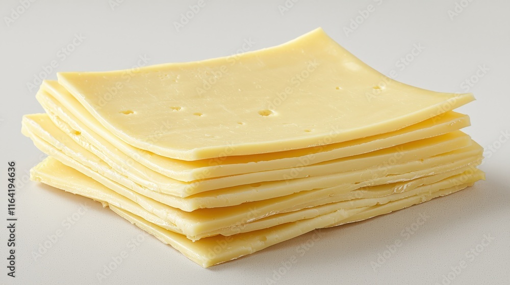 Freshly Cut Cheese Slices on White Background Freshly Cut Cheese Slices on White Background