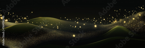 A background of golden, glittering stars and bokeh lights on a black canvas, perfect for creating festive or holiday-themed designs with an elegant touch. The sparkling effect adds depth