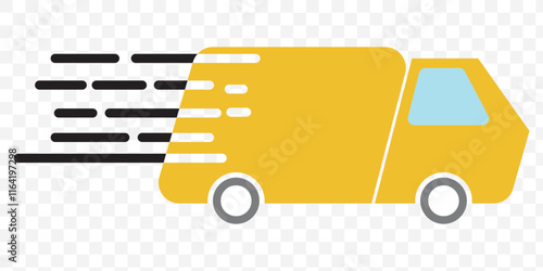 Fast Delivery Truck Icon, Delivery Van Icon, Vehicle Symbol, Parcel To Deliver, Courier Service, Shopping Online Object, Lorry, Cargo Van Sign, Transportation Design Elements. eps 10.