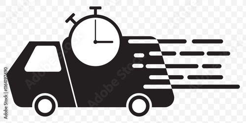 Fast Delivery Truck Icon, Delivery Van Icon, Vehicle Symbol, Parcel To Deliver, Courier Service, Shopping Online Object, Lorry, Cargo Van Sign, Transportation Design Elements. eps 10.