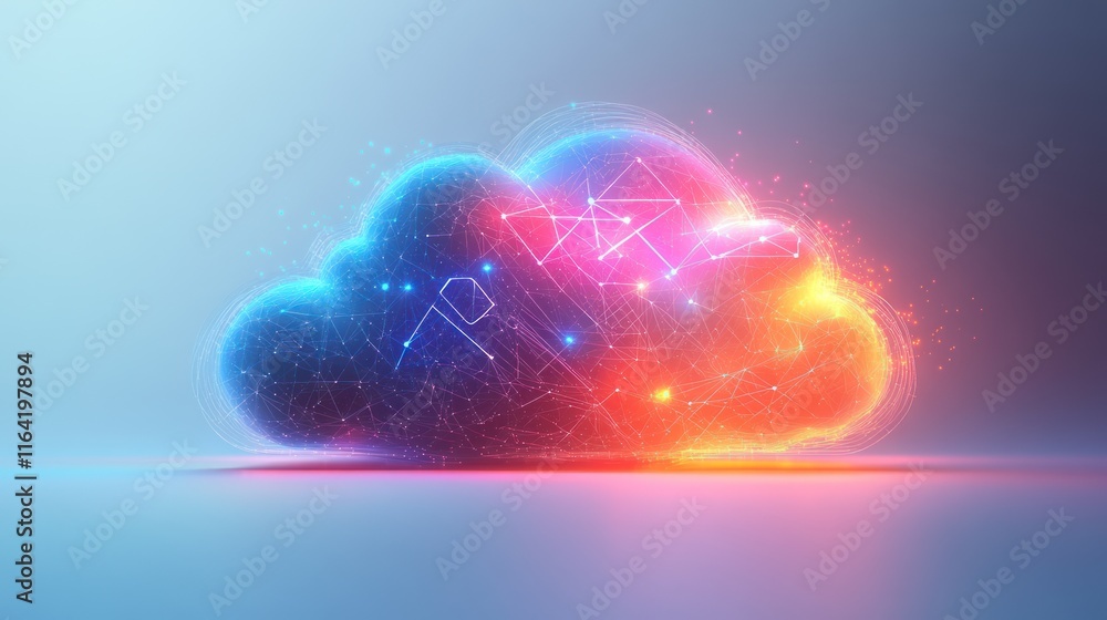 Abstract glowing cloud with network connections. Abstract glowing cloud with network connections.