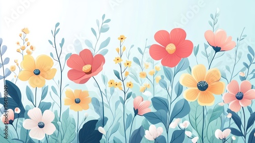 Vibrant spring flowers in soft pastel colors.