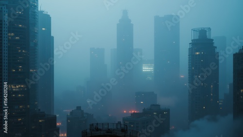 Fototapeta Naklejka Na Ścianę i Meble -  Gotham City Nights: A Moody Metropolis in the Rain