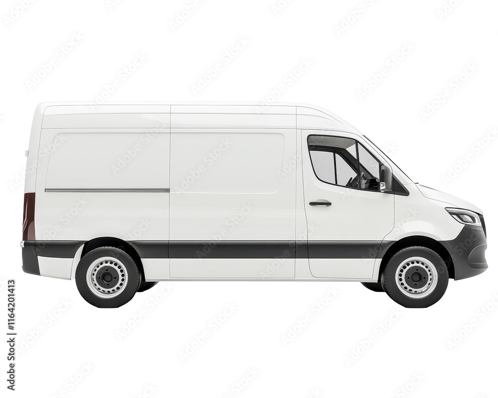 Isolated Side View of White Delivery Van Isolated Side View of White Delivery Van
