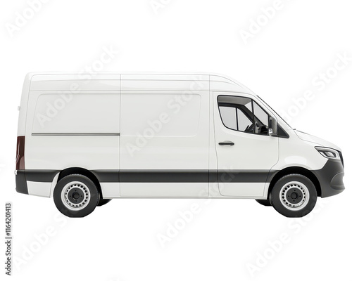 Isolated Side View of White Delivery Van