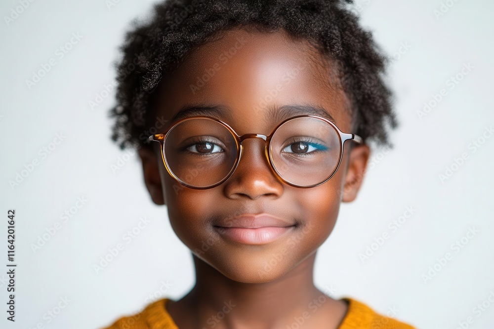 charming portrait of a joyful african american boy with oversized glasses set against a pristine white background capturing his expressive eyes and playful smile charming portrait of a joyful african american boy with oversized glasses set against a pristine white background capturing his expressive eyes and playful smile