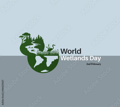 World Wetlands Day. Vector graphic of world wetlands day good for world wetlands day celebration. The date of the event is 2 February. 