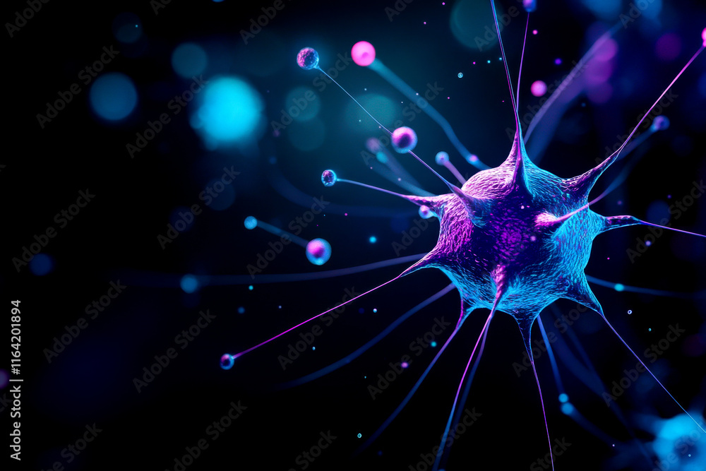 A vibrant and colorful depiction of a microscopic organism, showcasing intricate details and glowing features against a dark background. A vibrant and colorful depiction of a microscopic organism, showcasing intricate details and glowing features against a dark background.