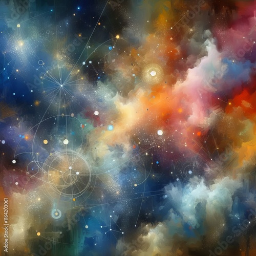 Stellar Constellations A whimsical abstract piece with soft brus photo