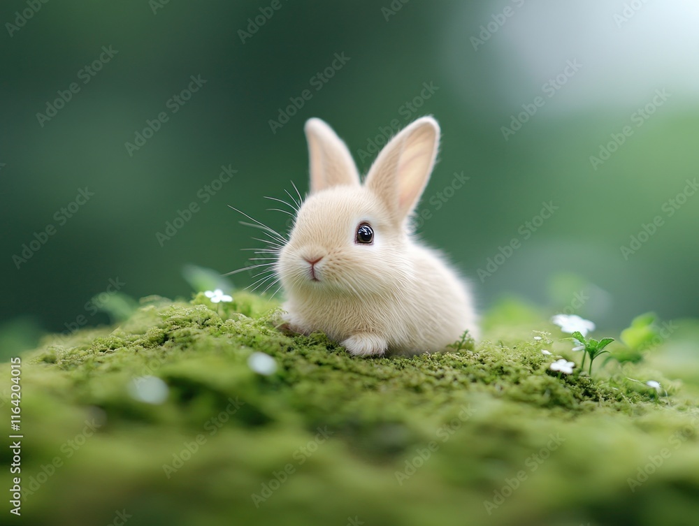 Fototapeta premium Capture the essence of Easter Bunny Nature Whimsical, a delightful scene of a bunny in its natural habitat Witness the playful charm of nature, where magic seems to touch every leaf and blade of
