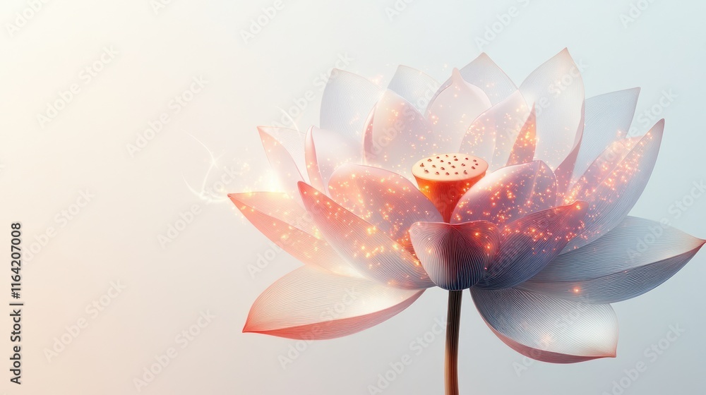 Obraz premium Glowing translucent lotus flower with light.