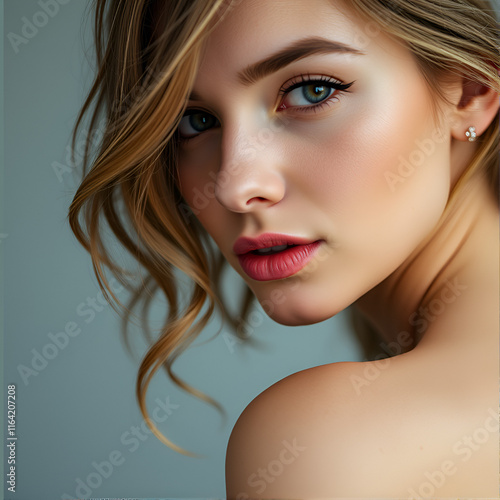 Beautiful woman close up headshot portrait photo