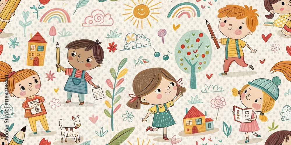 Seamless Pattern Cartoon, Wallpaper, Fabric, Textile. Seamless Pattern Cartoon, Wallpaper, Fabric, Textile.