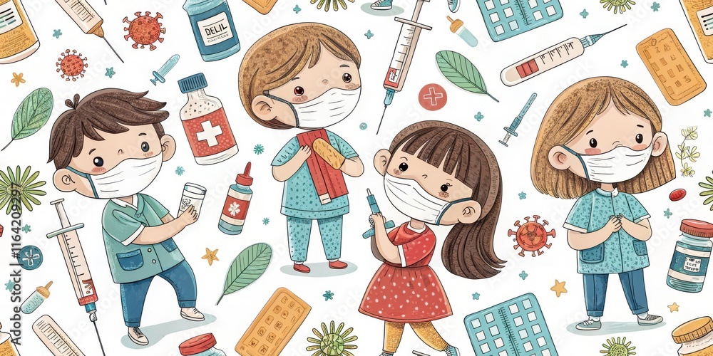 Seamless Pattern Children Kids Virus Seamless Pattern Children Kids Virus