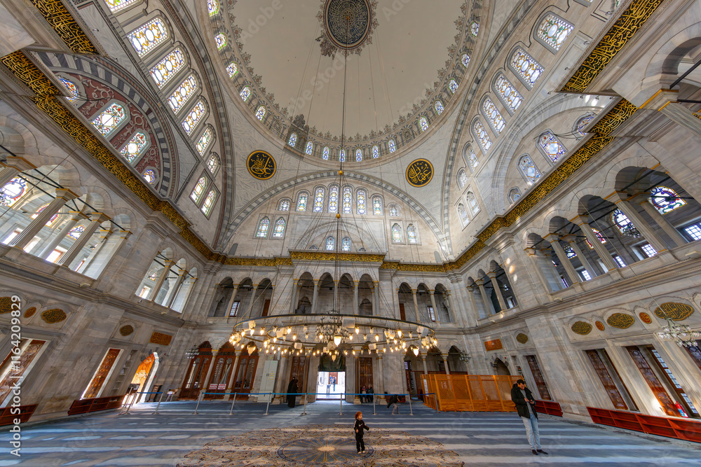A beautiful view of the Nuruosmaniye Camii, the mosque near the Grand Bazaar in Istanbul, Turkey