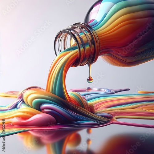 Syrup Pour A close up shot of colorful syrup pouring from a glas photo