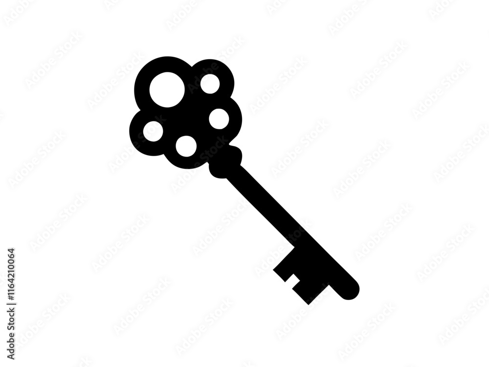 Key black silhouette vector, Simple silhouette Design vector icon with white background Key black silhouette vector, Simple silhouette Design vector icon with white background