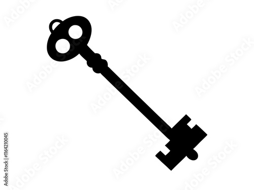 Key  black silhouette vector, Simple silhouette Design vector icon with white background