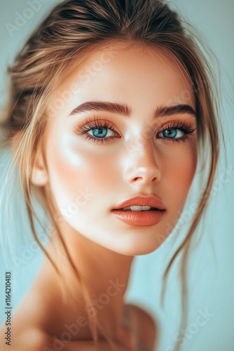 Wallpaper Mural Young Woman with Bright Blue Eyes Torontodigital.ca